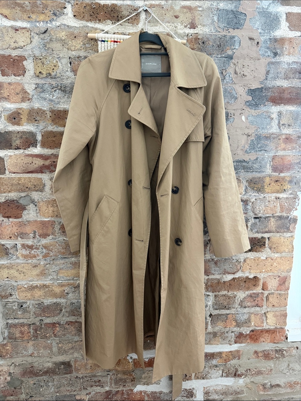 Everlane Tan Double-Breasted Trench Coat